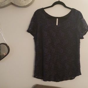 Navy cagey top